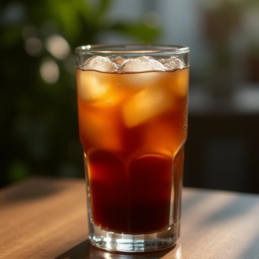 Verre de café glacé rafraîchissant sur une table