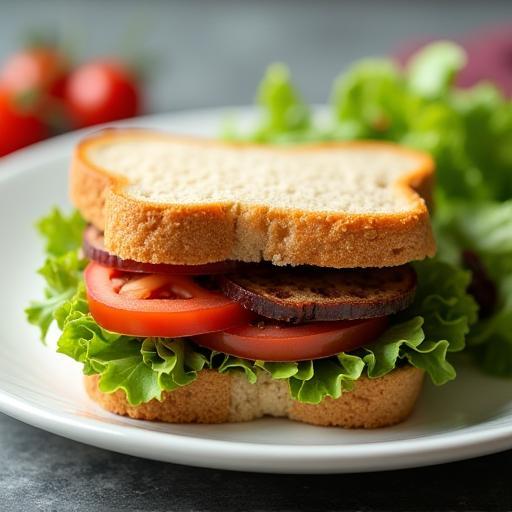 Assiette avec un sandwich frais et de la salade